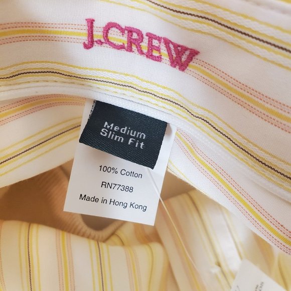 J. Crew NWT striped Button Down Shirt Butter Yellow M slim - Picture 5 of 5